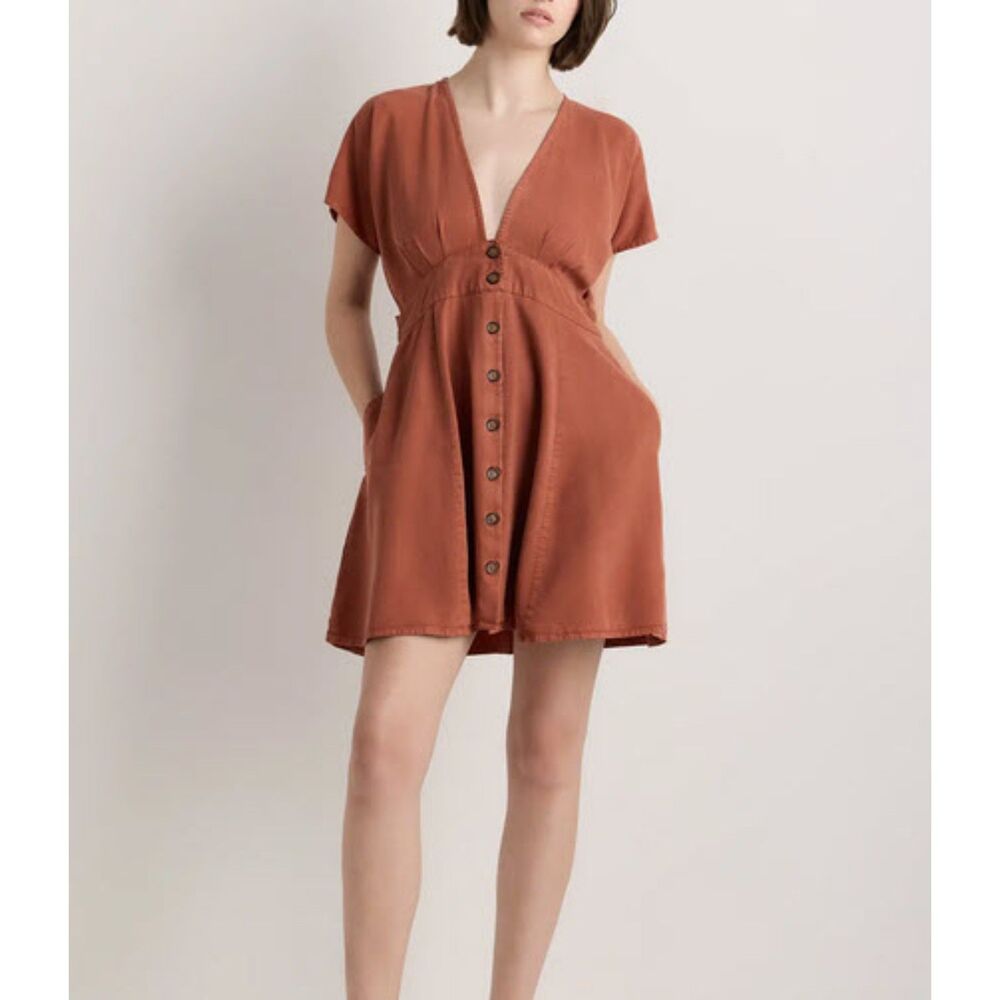 Quince Vintage Wash Tencel Button Front Dress